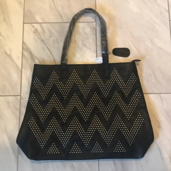 NEW Black and gold studded boutique purse tote - Picture 2 of 7